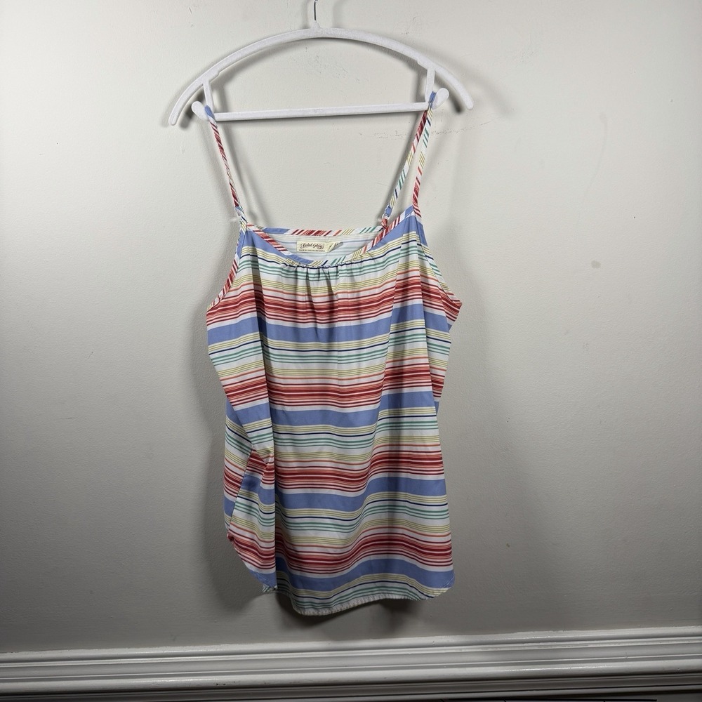 Faded Glory Striped Cami Top Womens XL Multi Color Spaghetti Strap Tank Summer